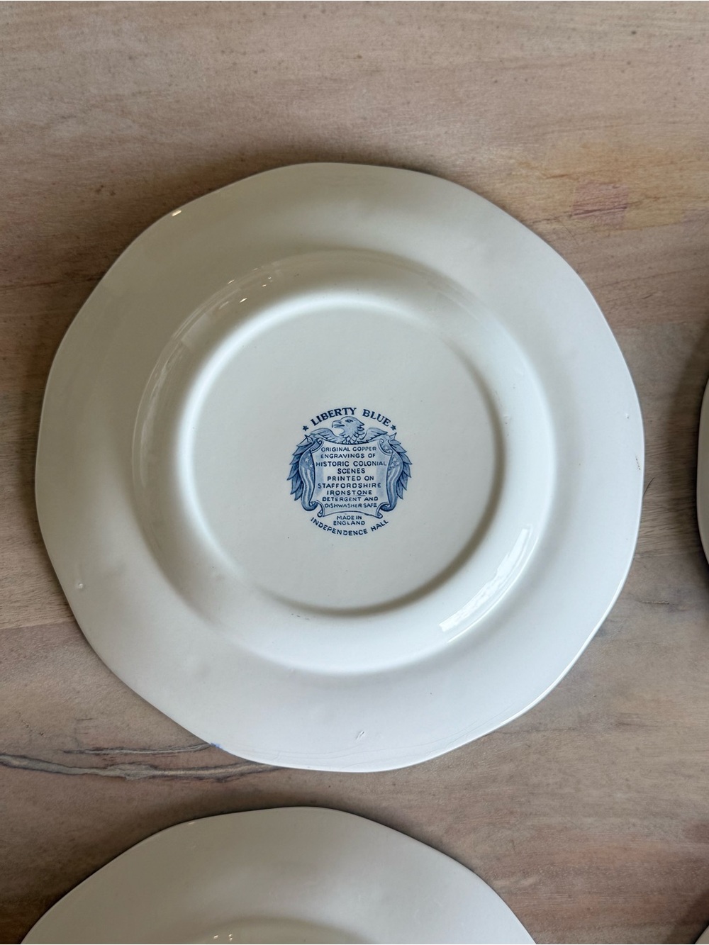 Gorgeous vintage set of 6 Liberty Blue Staffordshire Ironstone Dinner Plates - Picture 14 of 15